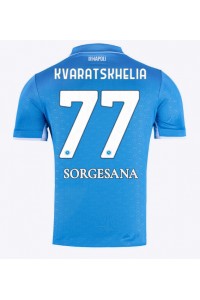 SSC Napoli Khvicha Kvaratskhelia #77 Voetbaltruitje Thuis tenue 2024-25 Korte Mouw